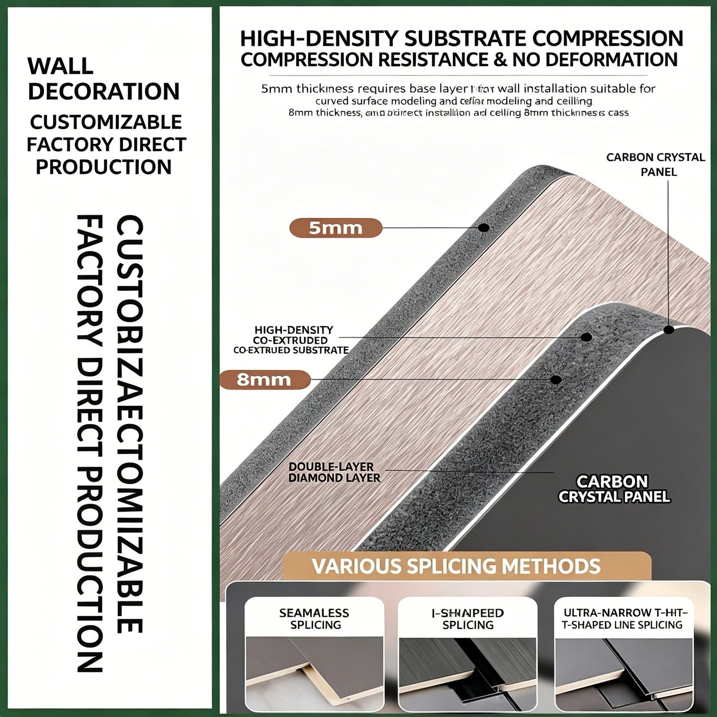 Carbon Crystal Wall Panel | Bamboo Charcoal Fiber | 8 Premium Textures | Waterproof Fire-Rated Interior Cladding
